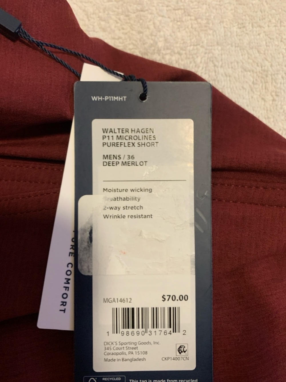 Men’s Walter Hagen maroon golf shorts! 9” inseam / 36 waist - Picture 3 of 4